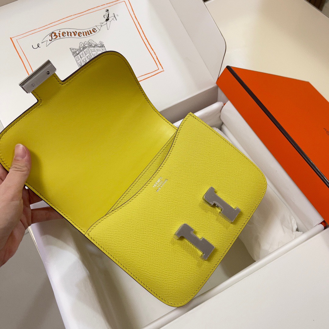 Hermes Constance 18 Mini Shoulder Bag In Yellow Epsom Leather